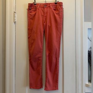 Anthropologie pink polka dot jeans